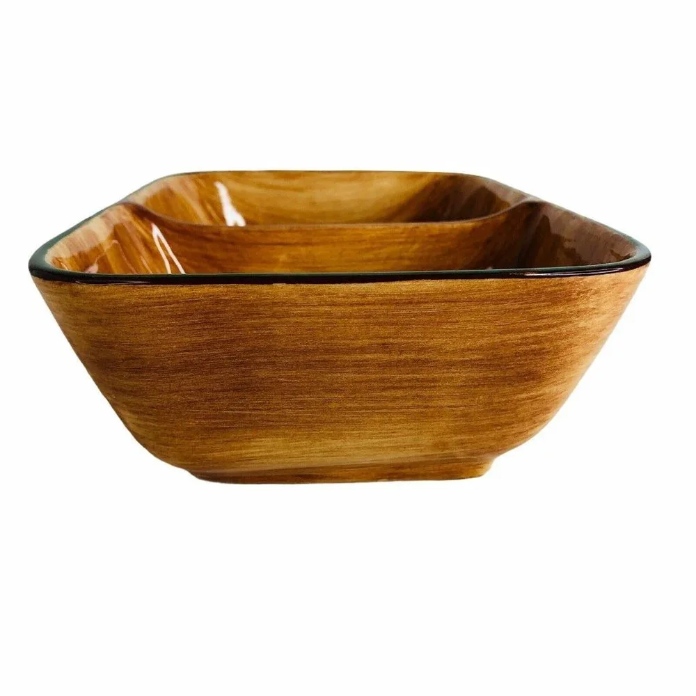 Pennsbury Pottery Red Rooster Divided Vegetable Dish‎ Serving Bowl Art Pottery
